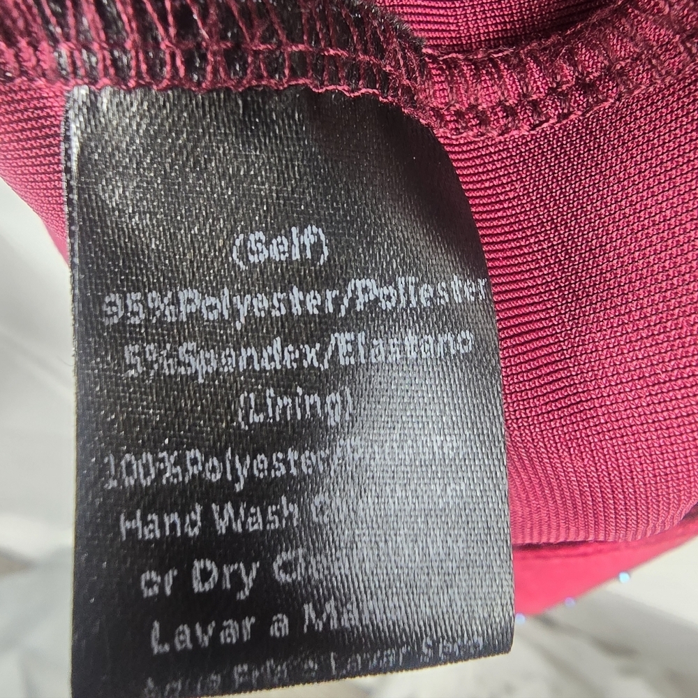 Windsor Elegant Burgundy Studded Long Sleeve Wrap Dress Sz M - Picture 13 of 13